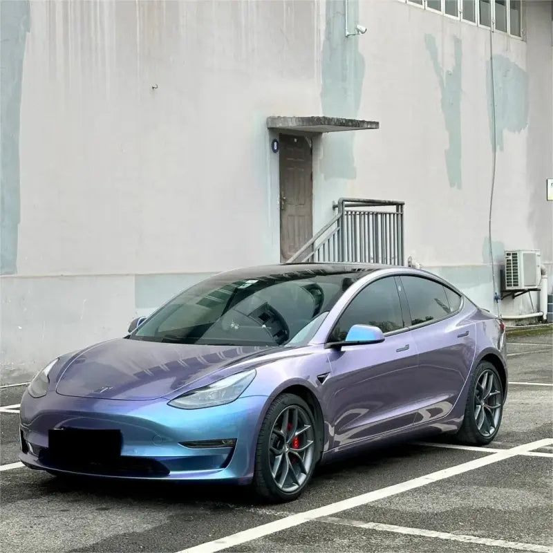Gloss Metallic Chameleon Grey Purple Car Vinyl Wrap PET