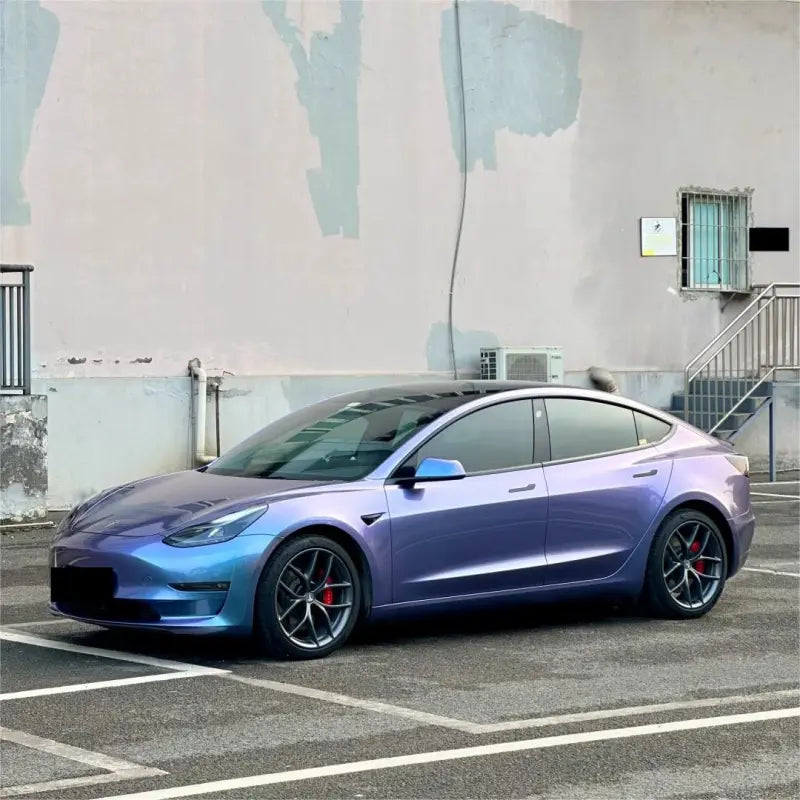 Gloss Metallic Chameleon Grey Purple Car Vinyl Wrap PET