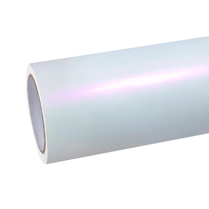 Gloss Metallic Chameleon Pearl Pink White Car Vinyl Wrap PET