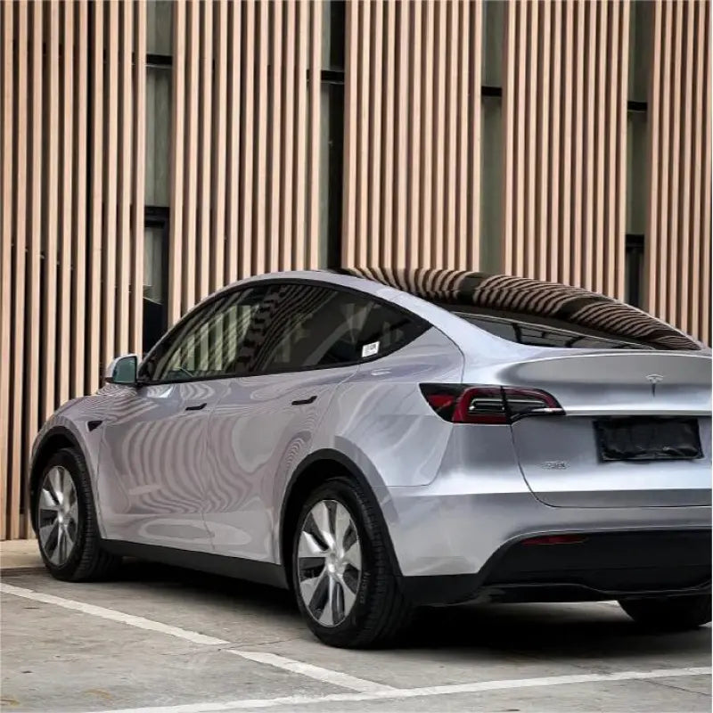 Gloss Metallic Fleuret Silver Car Vinyl Wrap PET