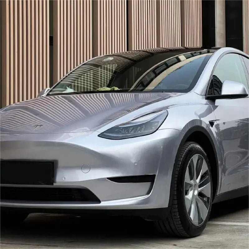 Gloss Metallic Fleuret Silver Car Vinyl Wrap PET