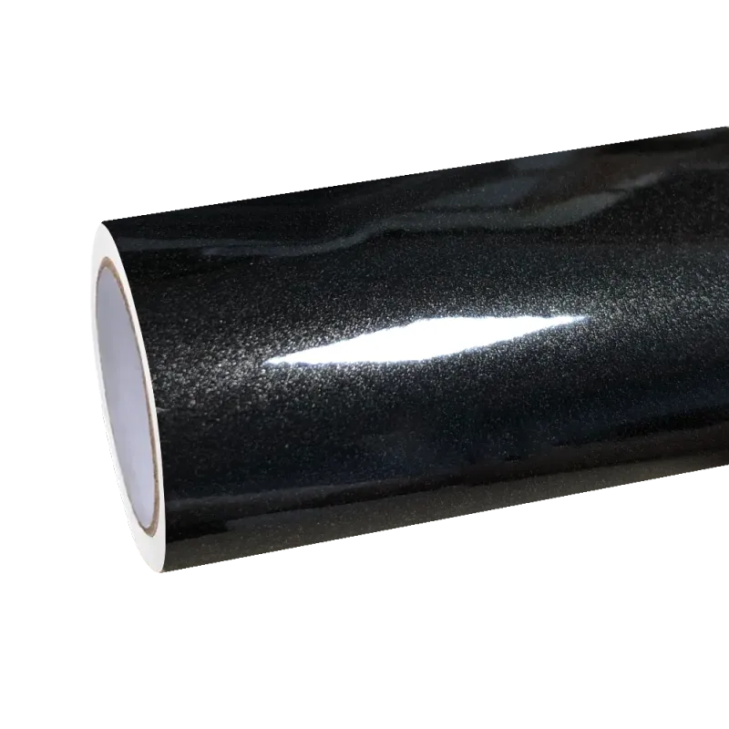 Gloss Metallic Gold Black Car Vinyl Wrap PET