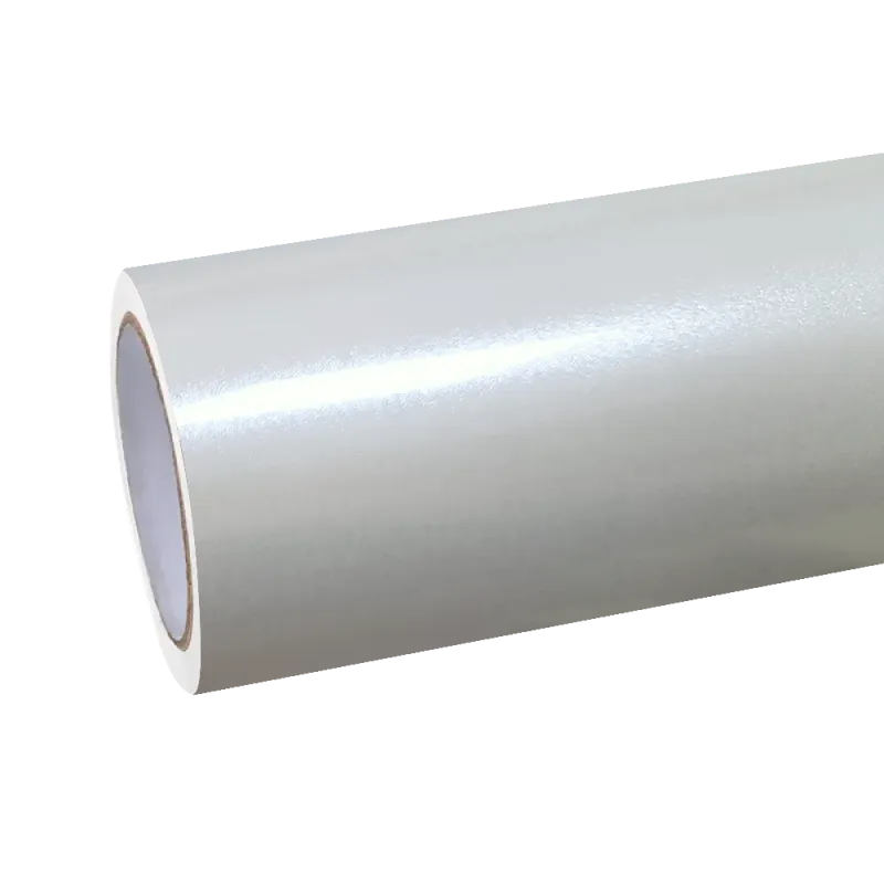 Gloss Metallic Pearl White Car Vinyl Wrap PET