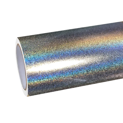 Gloss Metallic Rainbow Holographic Silver Car Vinyl Wrap PET