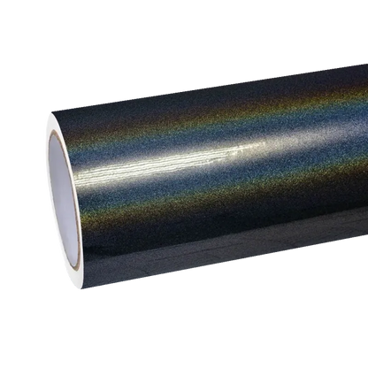 Gloss Metallic Rainbow Laser Black Car Vinyl Wrap PET