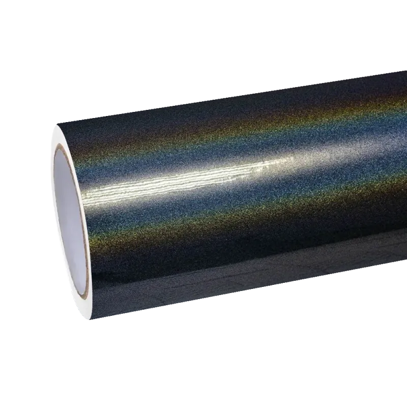 Gloss Metallic Rainbow Laser Black Car Vinyl Wrap PET