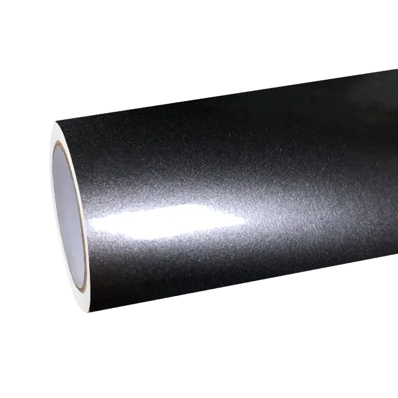 Gloss Metallic Steel Grey Car Vinyl Wrap PET