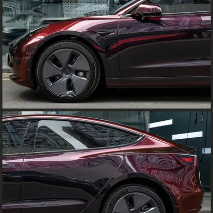 Gloss Chameleon Color Shift Black Red Car Vinyl Wrap PET