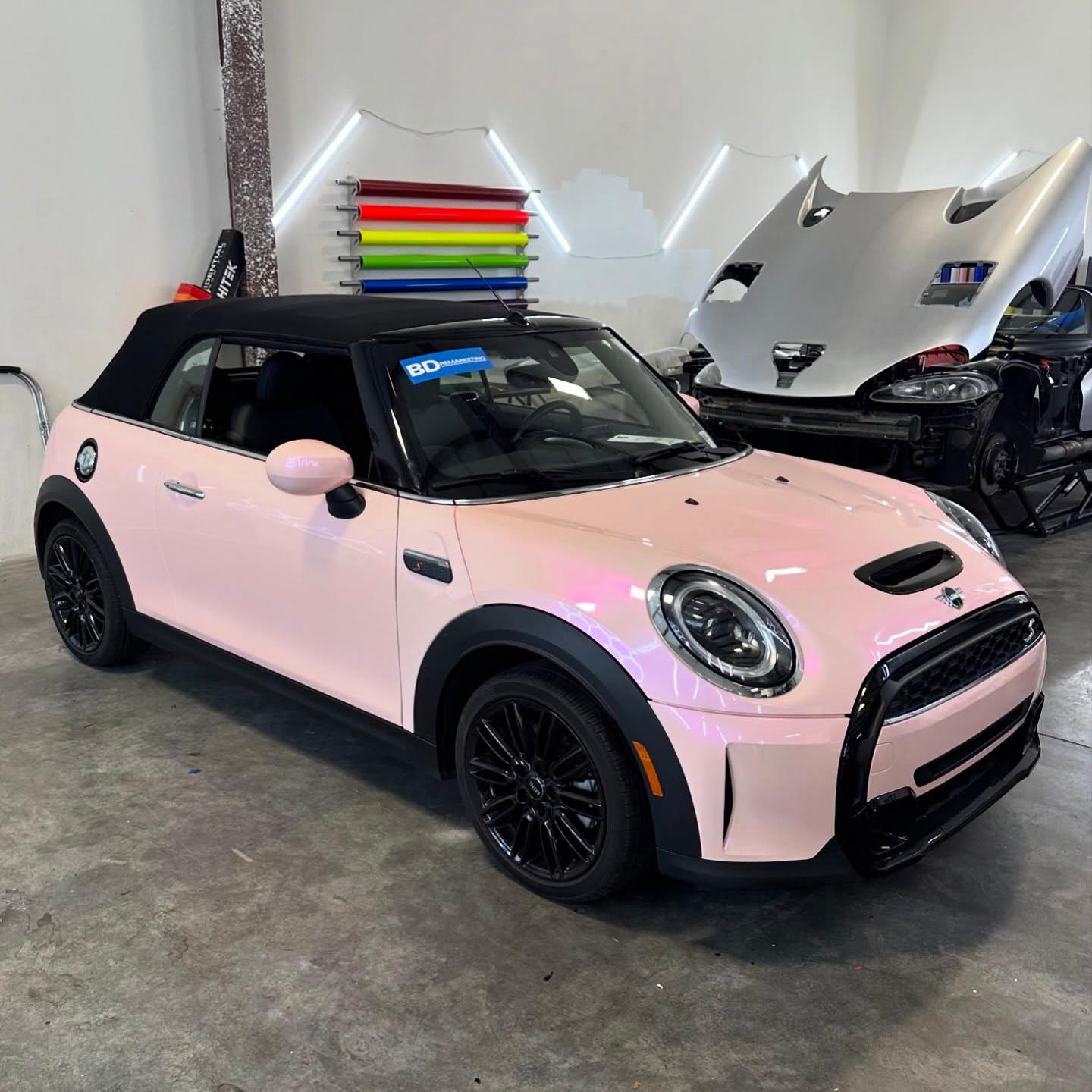 pink and purple car wrap
