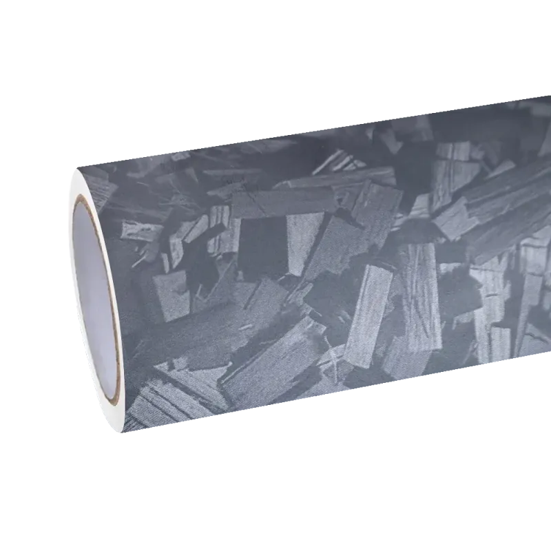 Matte Black Forging Carbon Fiber Car Vinyl Wrap PET