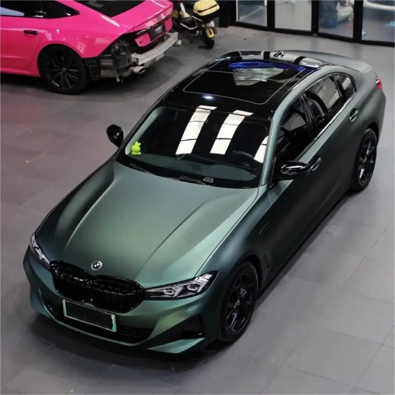 Matte Emerald Green Car Vinyl Wrap BWM I3