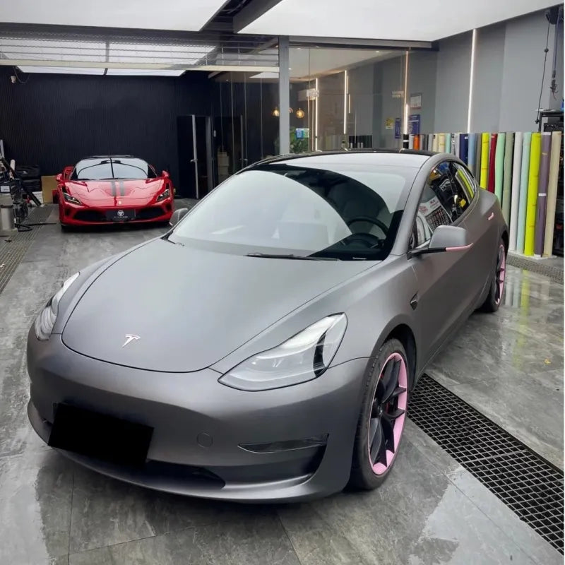 Matte Metallic Charcoal Grey Car Vinyl Wrap