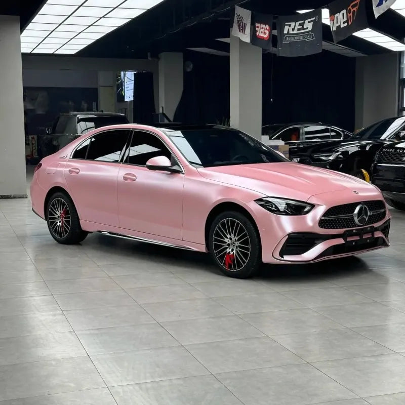 Matte Metallic Pearl Pink Car Vinyl Wrap PET
