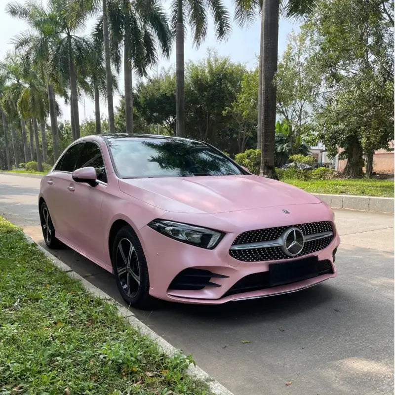 Matte Metallic Pearl Pink Car Vinyl Wrap PET