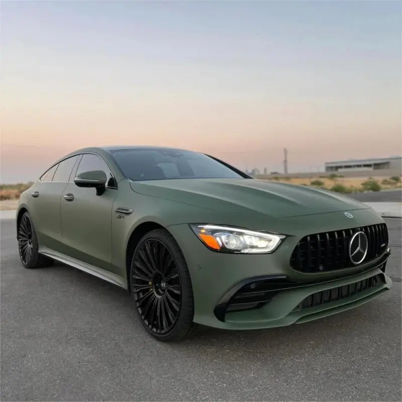 Matte Satin Khaki Dark Green Car Vinyl Wrap | Ultimate Flat Khaki Green Car Wrap PET
