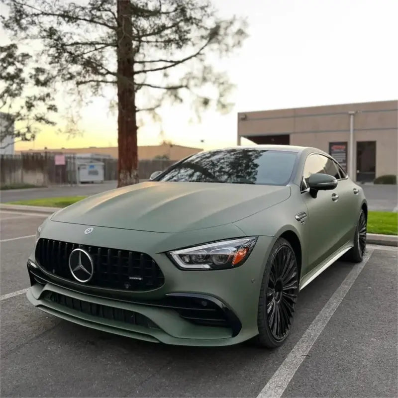 Matte Satin Khaki Dark Green Car Vinyl Wrap | Ultimate Flat Khaki Green Car Wrap PET
