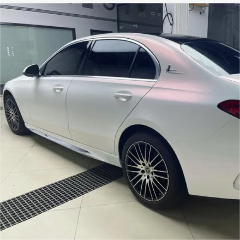 Matte Metallic Chameleon Pink White Car Vinyl Wrap